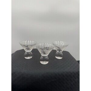 Set Of 3 Ball Based Small Martini Glasses With Etched Detail